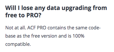 ACF Proへのアップグレード