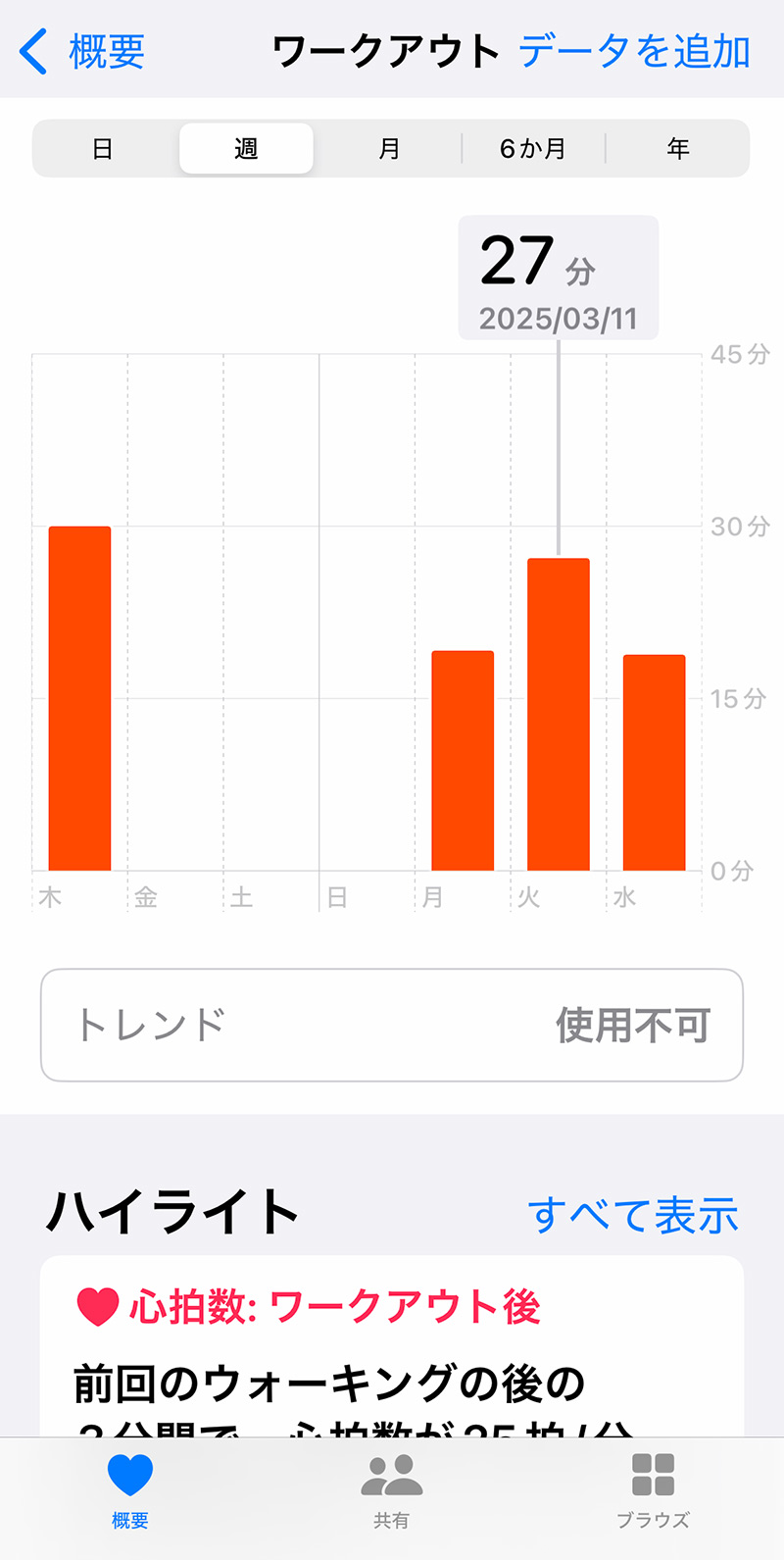 iOSアプリ「ヘルスケア」｜ワークアウト