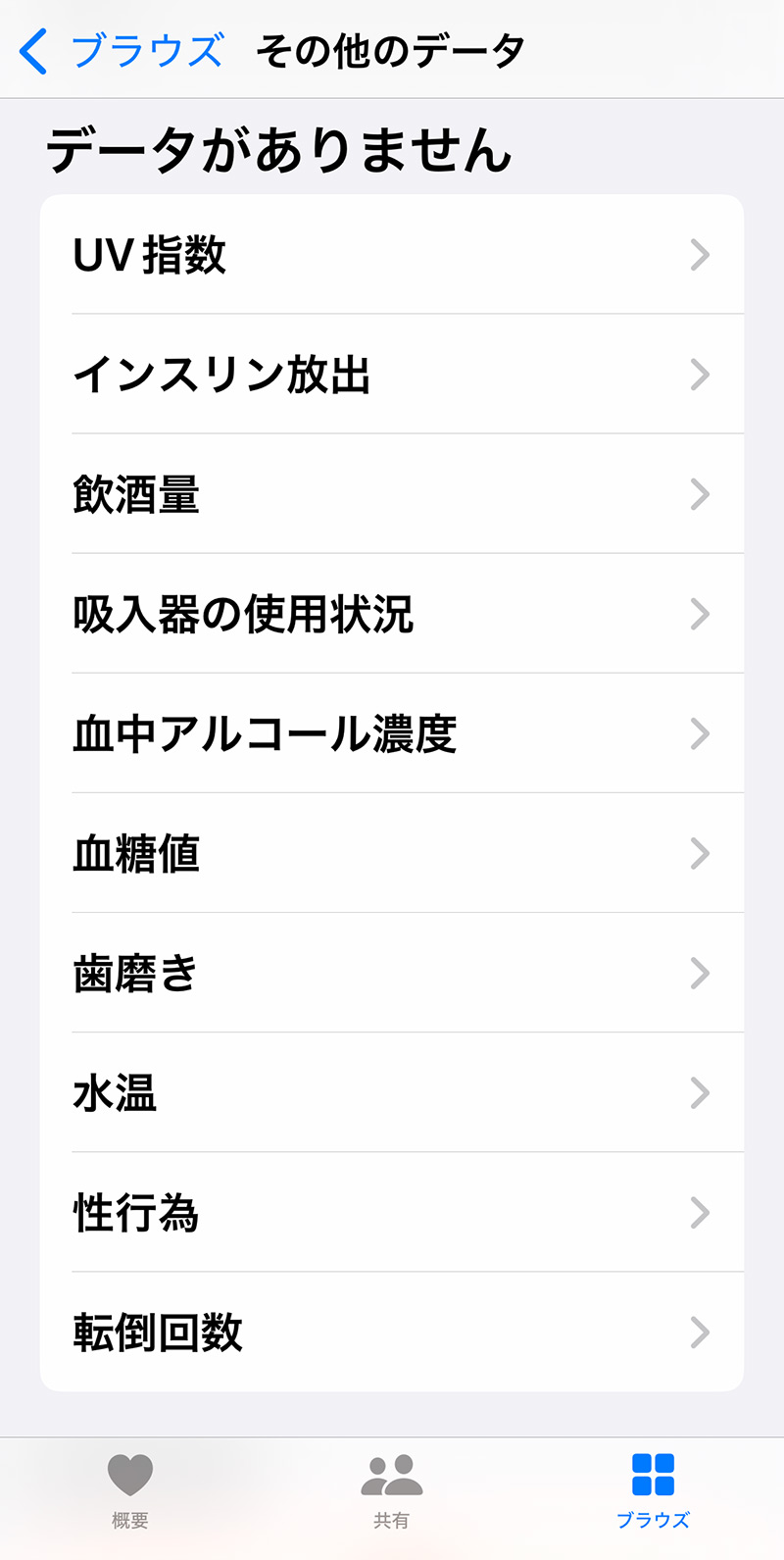 iOSアプリ「ヘルスケア」｜その他のデータ