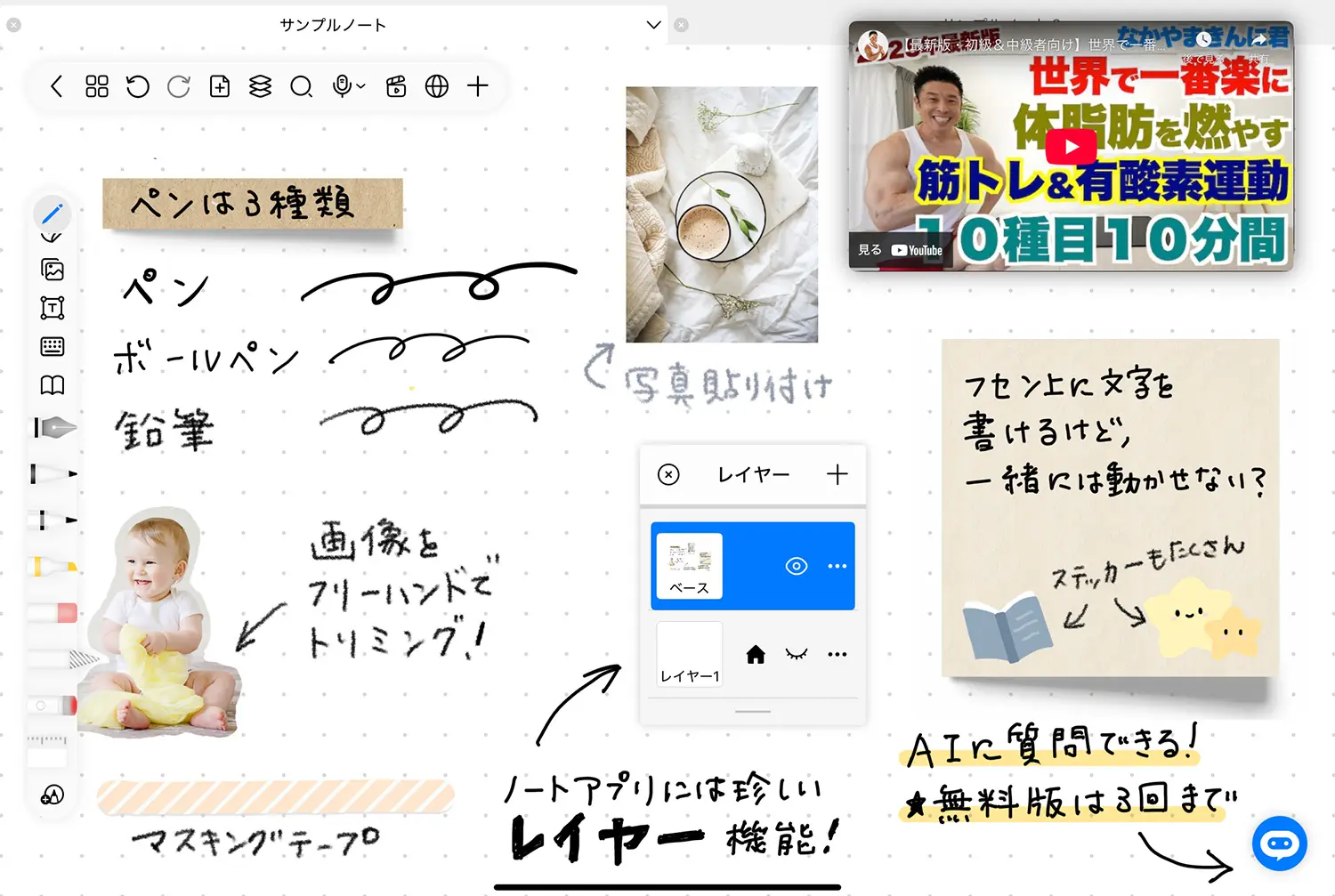 自由ノート(Free Notes) - メモ、ノート、PDF 注釈、日記帳｜記入例