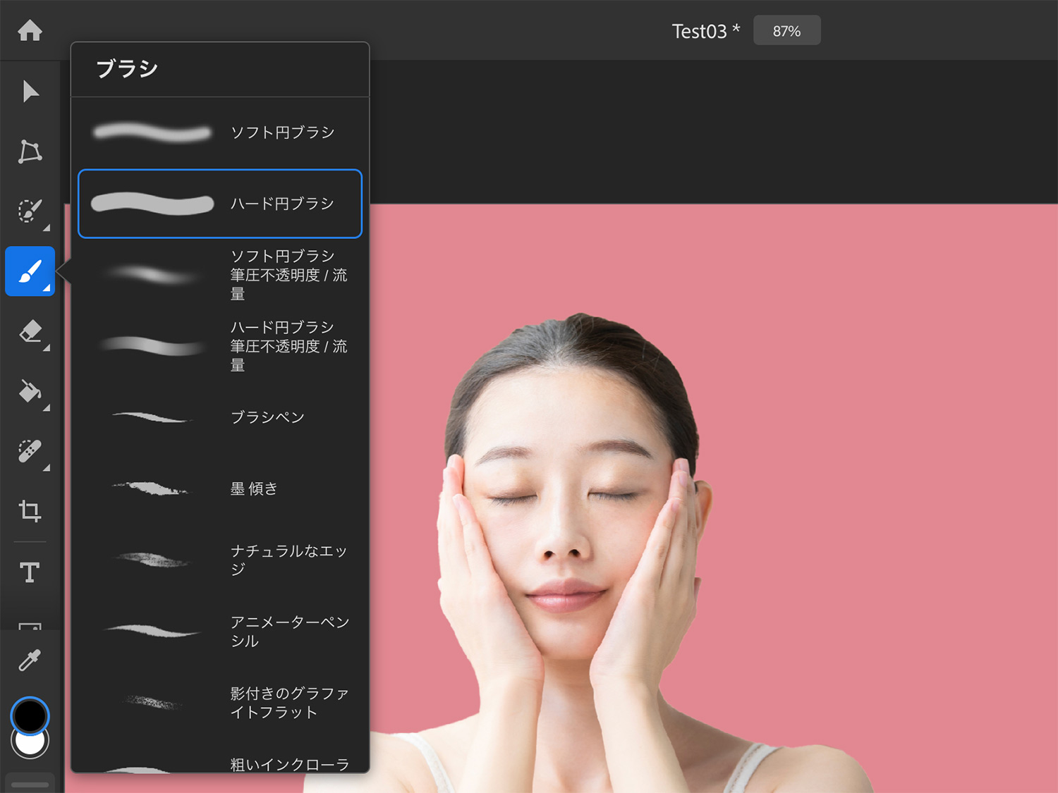 【iPad版Photoshopで写真の背景を切り抜く】ブラシの種類