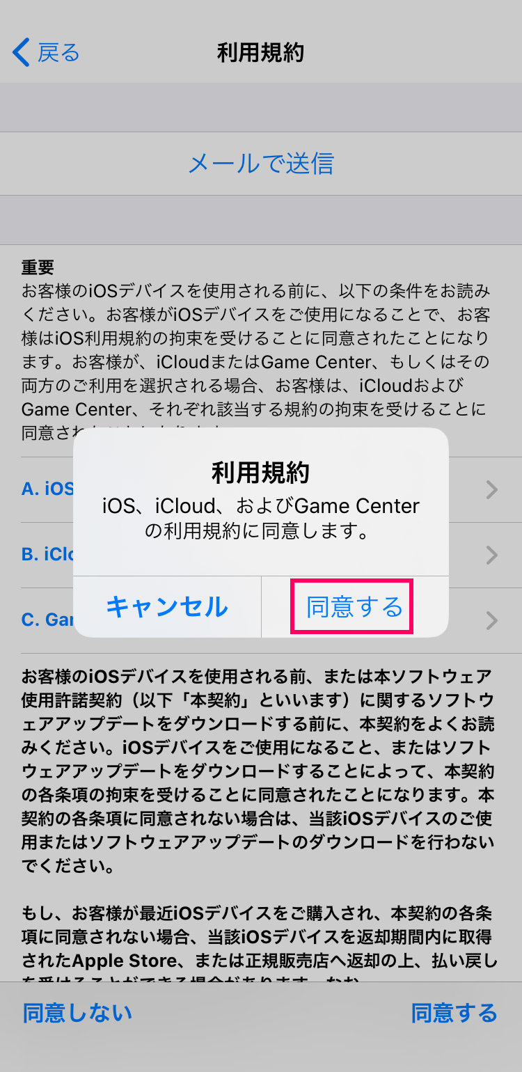 子供用Apple IDの作成方法：利用規約に同意する