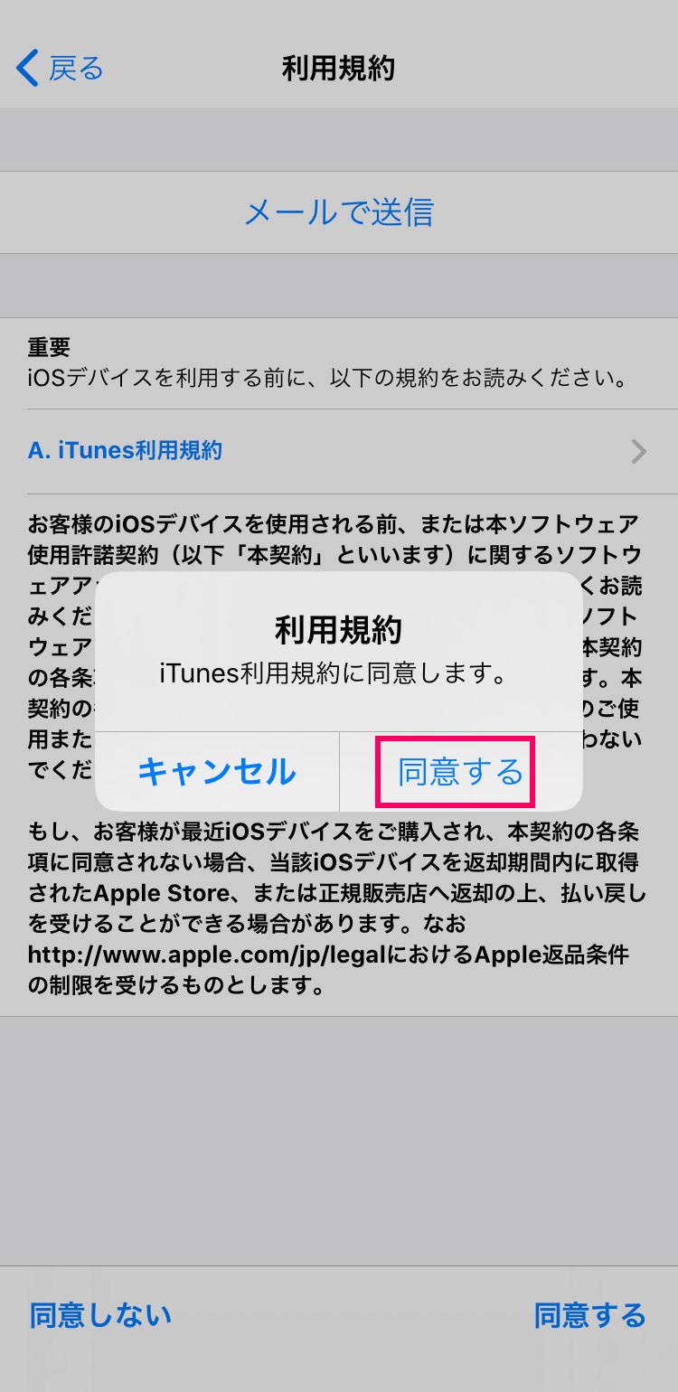 子供用Apple IDの作成方法：利用規約に同意する