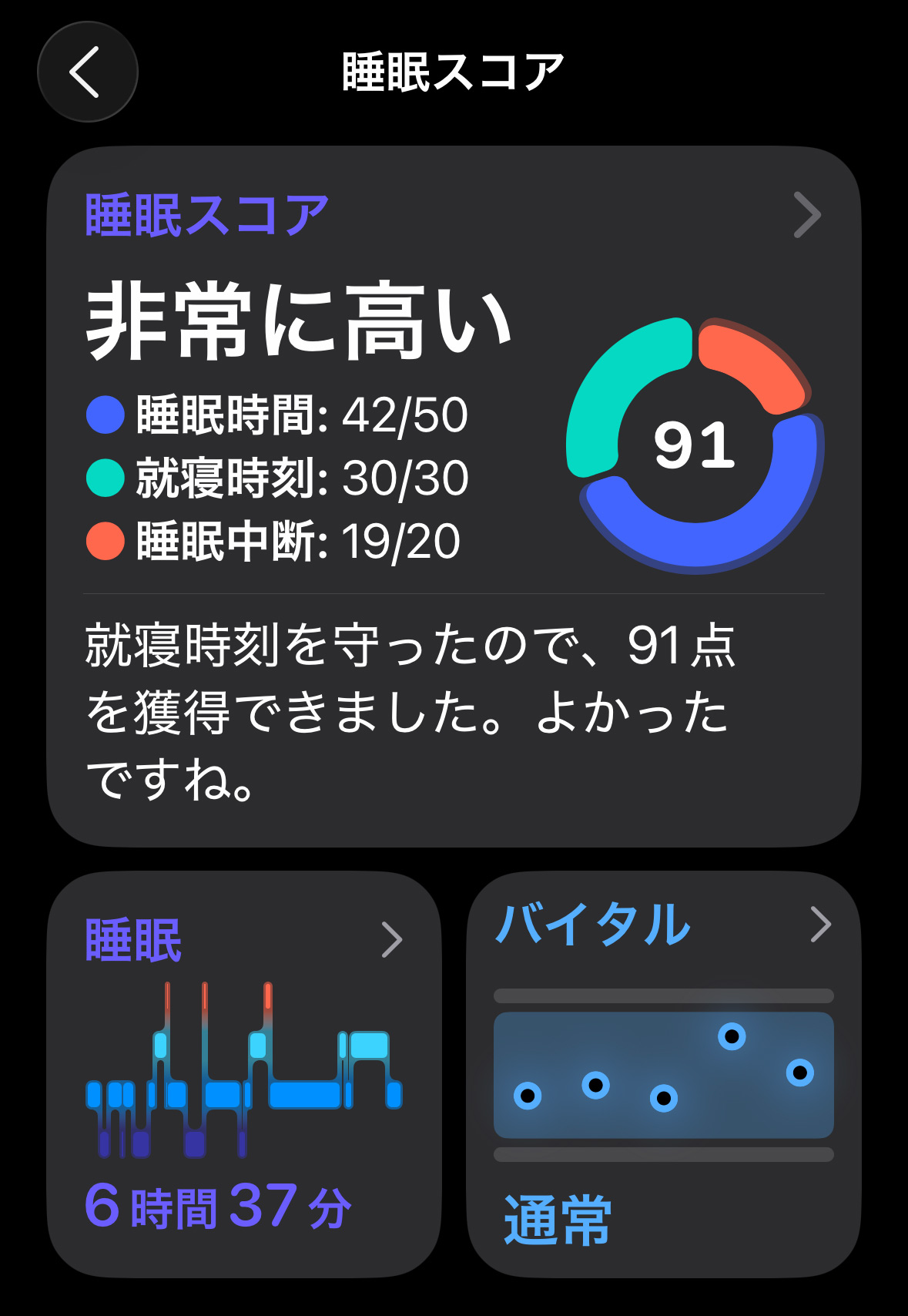 iPhoneで睡眠スコアを確認する