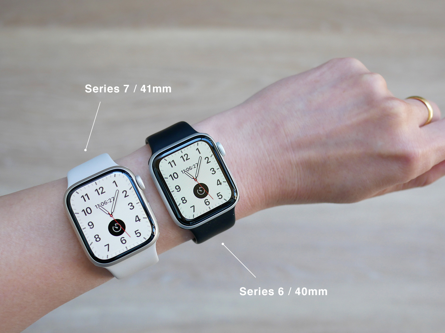 着画】Apple Watchのサイズ40と41mm、44と45mmを女性目線で比較して